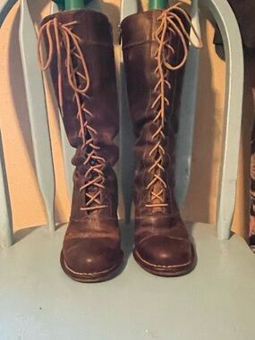 Frye Villager Women’s Brown Lace-Up High-Heel Leather Boot size 6.5